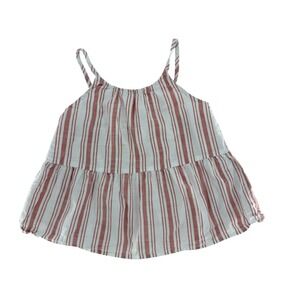 OshKosh B'gosh Girls Striped Tank Top Tiered Ruffle‎ Tie Back Size 7
